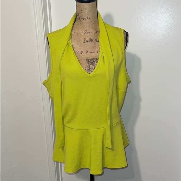Ashley Stewart Yellow Keyhole Cutout Peplum Blouse - Picture 5 of 6